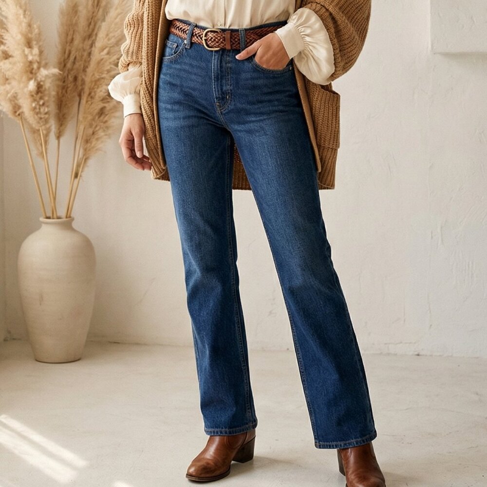 NWT $285 DAILY BLUE by ADRIANO GOLDSCHMIED MANYA jeans straight leg micro flare